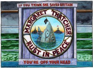 Steve Bell on thatcher's funeral